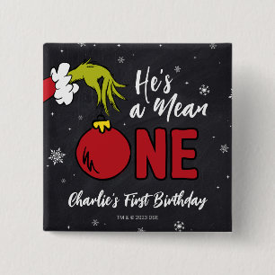 Bóton Quadrado 5.08cm Ele é um Mau Aniversário do Grinch