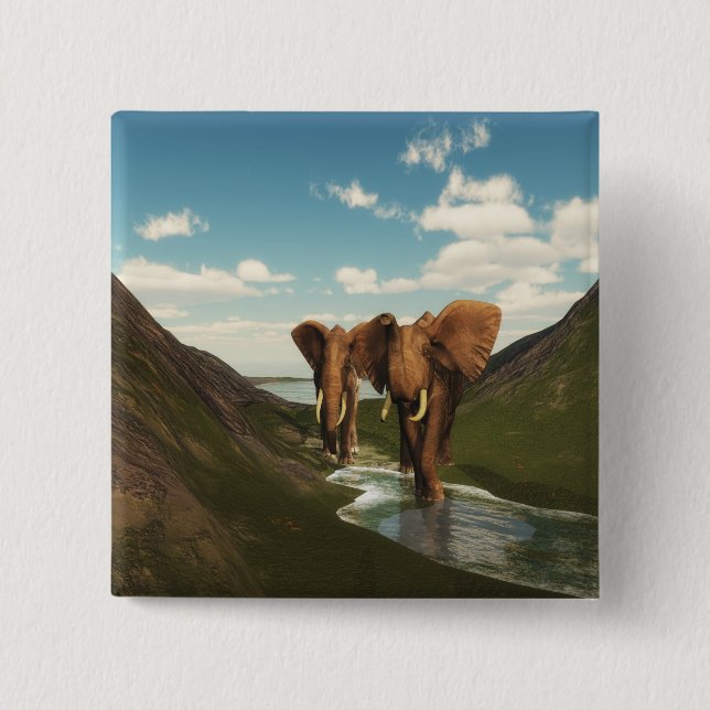 Bóton Quadrado 5.08cm Elefante (Frente)