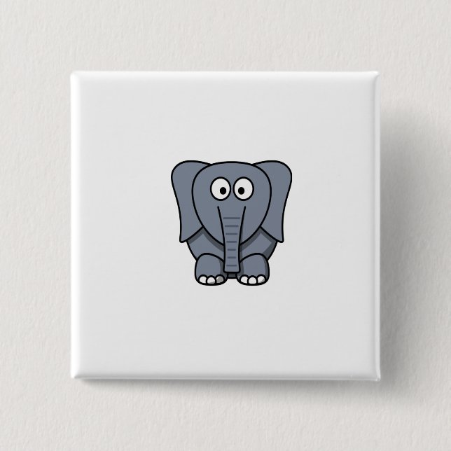 Bóton Quadrado 5.08cm Elefante bonito Clipart dos desenhos animados (Frente)