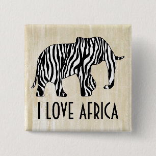 Bóton Quadrado 5.08cm Elefante com listras da zebra + suas ideias