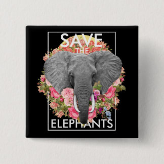 Bóton Quadrado 5.08cm Elefante Floral