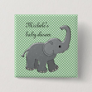 Bóton Quadrado 5.08cm elefante verde do chá de fraldas