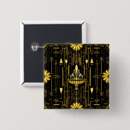 Bóton Quadrado 5.08cm Elegante gatsby preto dourado