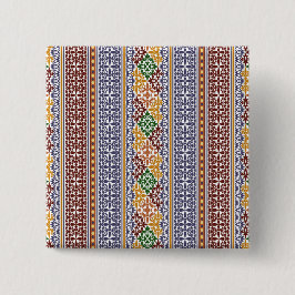 Bóton Quadrado 5.08cm elegante padrão étnico