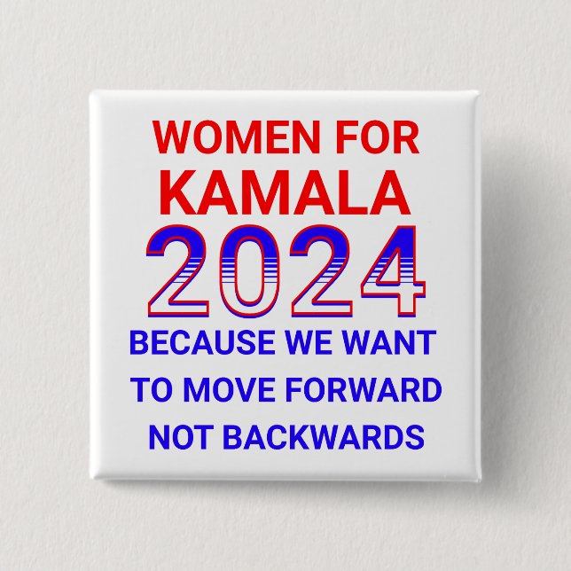 Bóton Quadrado 5.08cm Eleições 2024 para Kamala Harris (Frente)