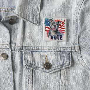 Bóton Quadrado 5.08cm Eleições nos EUA em Pitbull Votam em uma mudança d