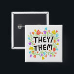 Bóton Quadrado 5.08cm ELES/ELES Pronounes Rainbow Floral Wreath<br><div class="desc">Decorre sua roupa com este botão de arte legal. Você pode personalizá-lo e adicionar texto também. Procure em meu compro muito mais cores e padrões! Avise-me se quiser algo personalizado também.</div>