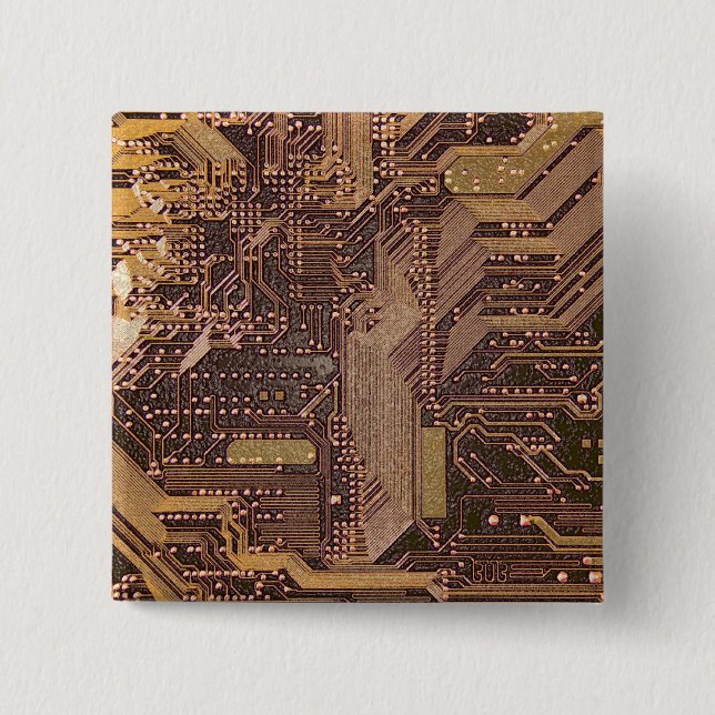 Bóton Quadrado 5.08cm Eletrônicos técnicos do Conselho Cyber Circuit Dou (Frente)
