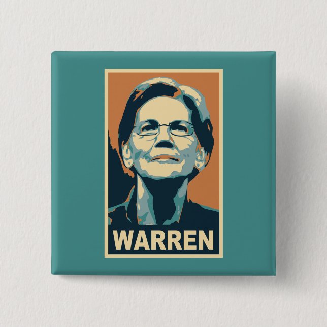 Bóton Quadrado 5.08cm Elizabeth Warren (Frente)