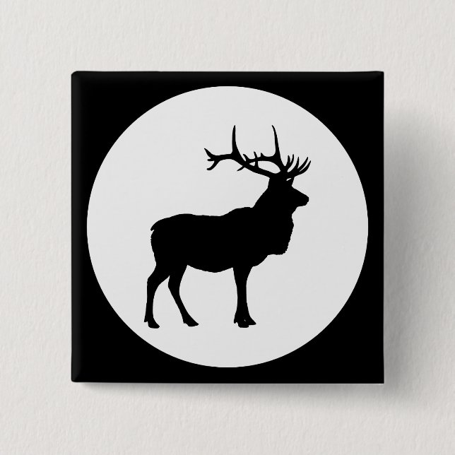 Bóton Quadrado 5.08cm Elk Silhouette (Frente)