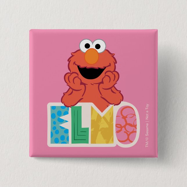 Bóton Quadrado 5.08cm Elmo Cute e Divertido (Frente)