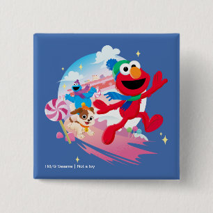 Bóton Quadrado 5.08cm Elmo, Tango e Cookie Monster Melhor Natal de Sem