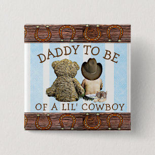 Bóton Quadrado 5.08cm Em breve será Mamãe de um Botão de Cowboy Lil