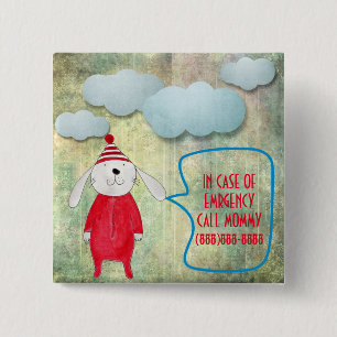 BÓTON QUADRADO 5.08CM EM CASO DE COELHO DE NÚMERO DE MAMÃES DE CHAMADA D