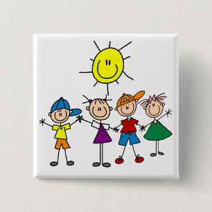 Bóton Quadrado 5.08cm Em conjunto a figura da vara caçoa o camiseta e os