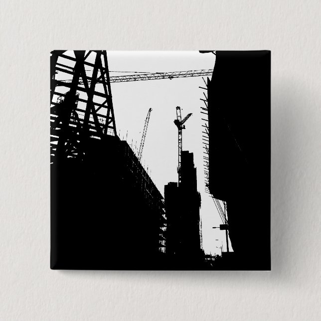 Bóton Quadrado 5.08cm Em construção (Frente)