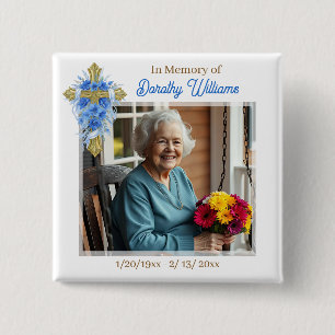 Bóton Quadrado 5.08cm Em Memória Carinhosa Memorial de Foto