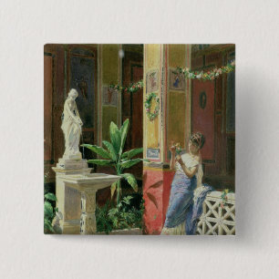 Bóton Quadrado 5.08cm Em um pátio em Pompeii, 1878