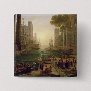 Bóton Quadrado 5.08cm Embarque de St. Paula Romana em Ostia, 1637-39