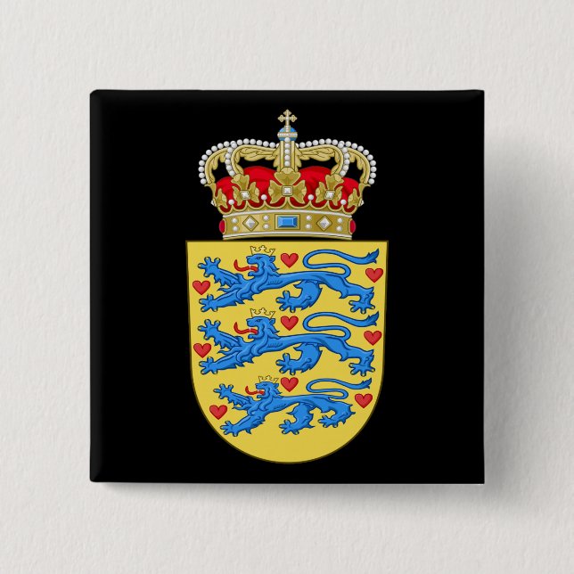 Bóton Quadrado 5.08cm emblema da dinamarca (Frente)