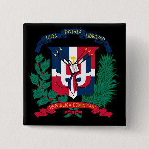Bóton Quadrado 5.08cm emblema da República Dominicana