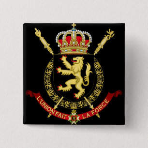 Bóton Quadrado 5.08cm emblema de Bélgica