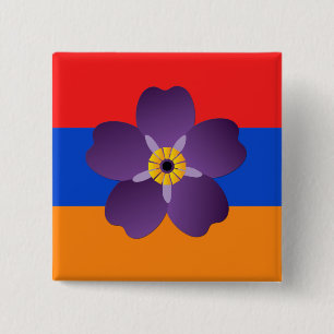 Bóton Quadrado 5.08cm Emblema do genocídio arménio & botão centenári