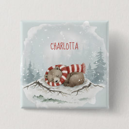 Bóton Quadrado 5.08cm Emblema Personalizado do Urso de Inverno
