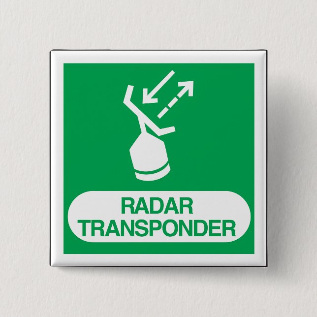 Bóton Quadrado 5.08cm Emergency Radar Transponder Safety Sign (Frente)