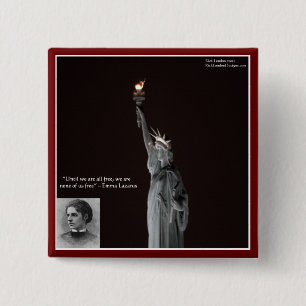 Bóton Quadrado 5.08cm Emma Lazarus E Estátua De Presentes E Cartões De L