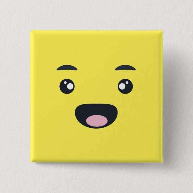 Bóton Quadrado 5.08cm Emoji de sorriso (Frente)