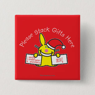 Bóton Quadrado 5.08cm Empilhe por favor presentes aqui