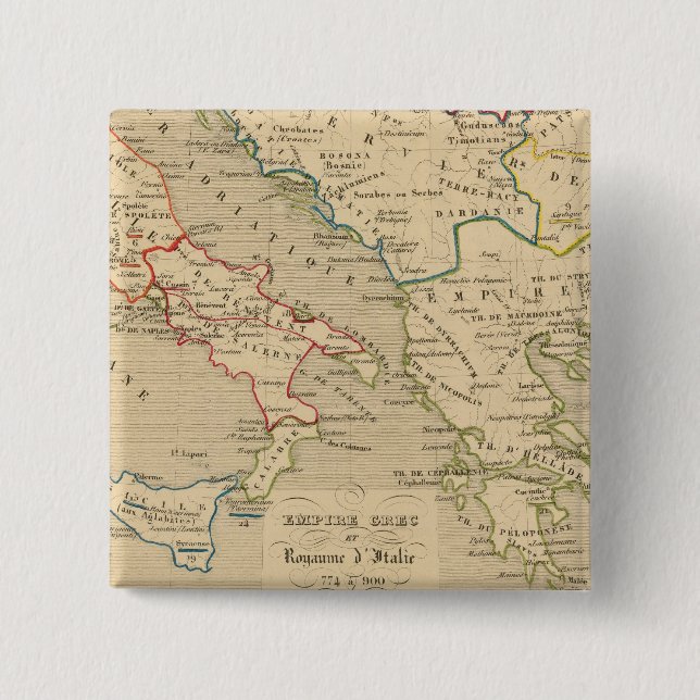 Bóton Quadrado 5.08cm Empire Grec et Royaume d'Italie 774 a 900 (Frente)