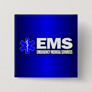 Bóton Quadrado 5.08cm EMS - Serviços médicos de emergência