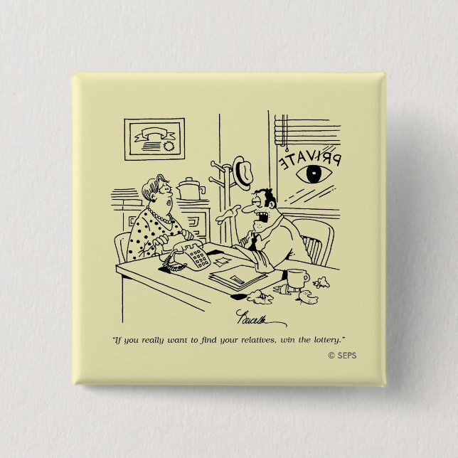 Bóton Quadrado 5.08cm Encontrando parentes (Frente)