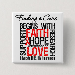 Bóton Quadrado 5.08cm Encontrando uma cura para o HIV do AIDS