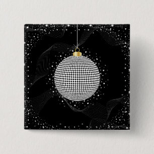 Bóton Quadrado 5.08cm Enfeite de Natal em forma de Bola de Discoteca Ele