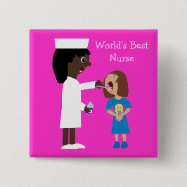 Bóton Quadrado 5.08cm Enfermeira bonito & criança dos desenhos animados