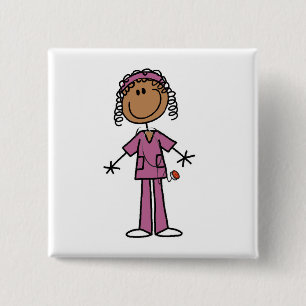 Bóton Quadrado 5.08cm Enfermeira do afro-americano