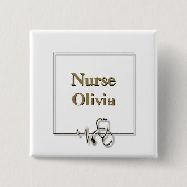 Bóton Quadrado 5.08cm Enfermeiro Médico Estetoscópio