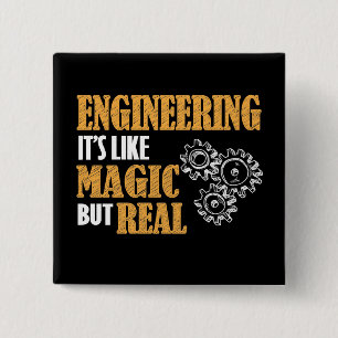Bóton Quadrado 5.08cm Engenharia - É como Magia, mas muito engraçada