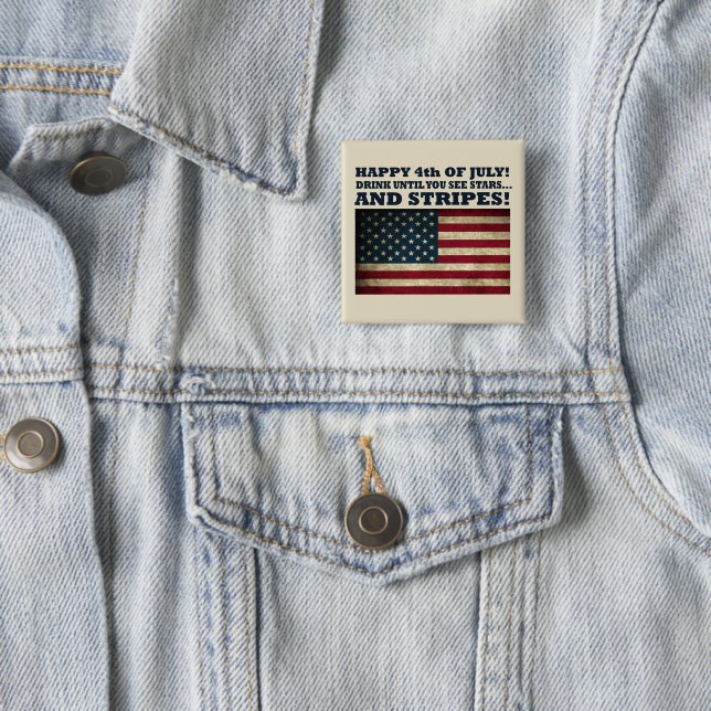 Bóton Quadrado 5.08cm Engraçado 4 de julho (In Situ)