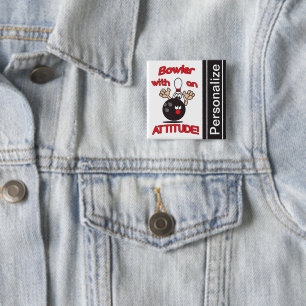 Bóton Quadrado 5.08cm Engraçado Bowler com atitude Personalizar