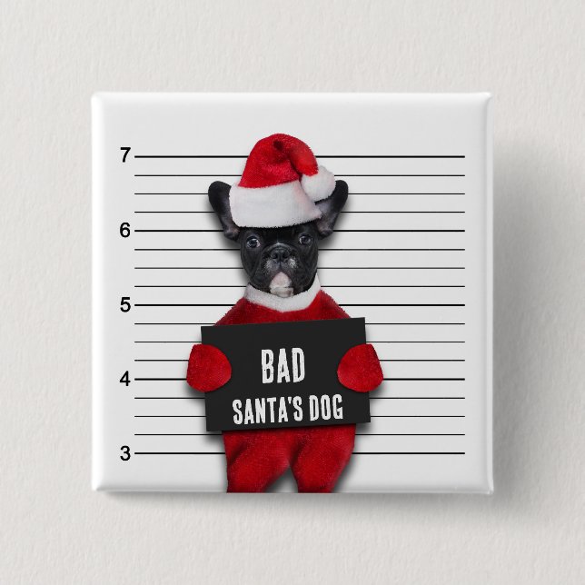 Bóton Quadrado 5.08cm Engraçado Mugshot Papai noel Mau Natal (Frente)