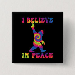 Bóton Quadrado 5.08cm Engraçado Pé Grande Eu Acredito Em Paz