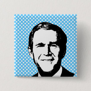 Bóton Quadrado 5.08cm Engrenagem de George W Bush