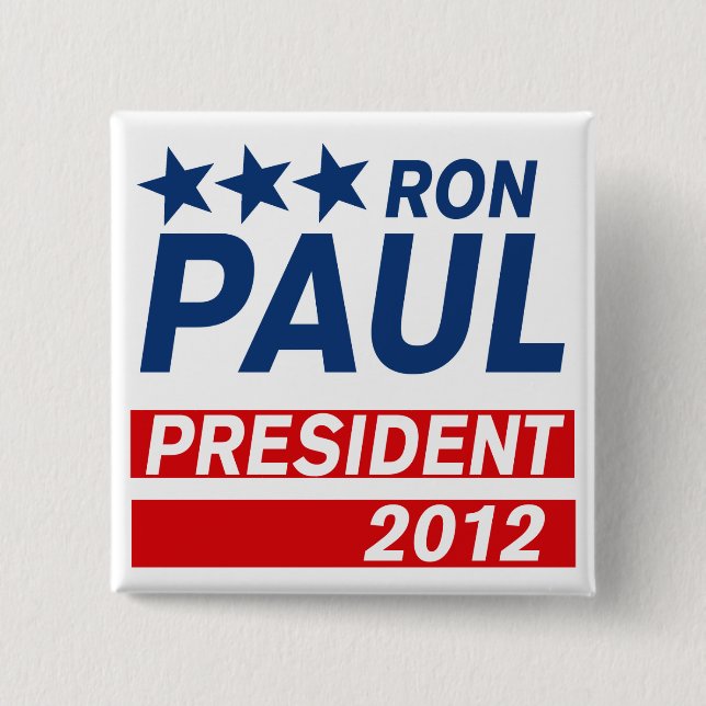 Bóton Quadrado 5.08cm Engrenagem do presidente 2012 campanha de Ron Paul (Frente)