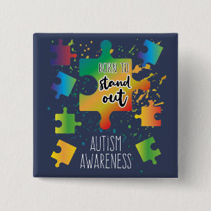 Bóton Quadrado 5.08cm Enigmas de Conscientização sobre Autismo Nascido p