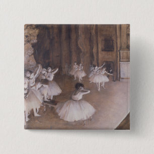 Bóton Quadrado 5.08cm Ensaio no palco, 1874 do balé de Edgar Degas  