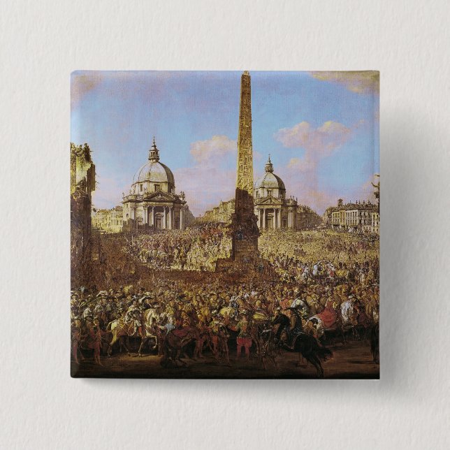 Bóton Quadrado 5.08cm Entrada em Roma de Jerzy Ossolinski (Frente)